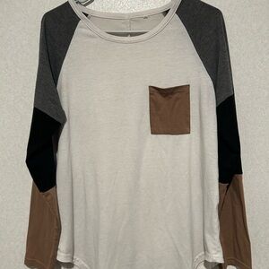 Women's Multicolor Long Sleeve Round Neck Blouse Size Medium